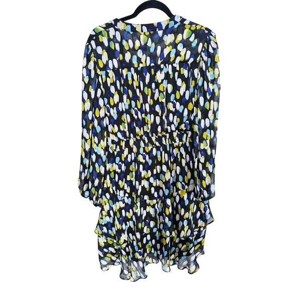 London Times Fit & Flare Long Sleeve Polka Dot Dress Plus 14W Black Blue - Picture 3 of 6